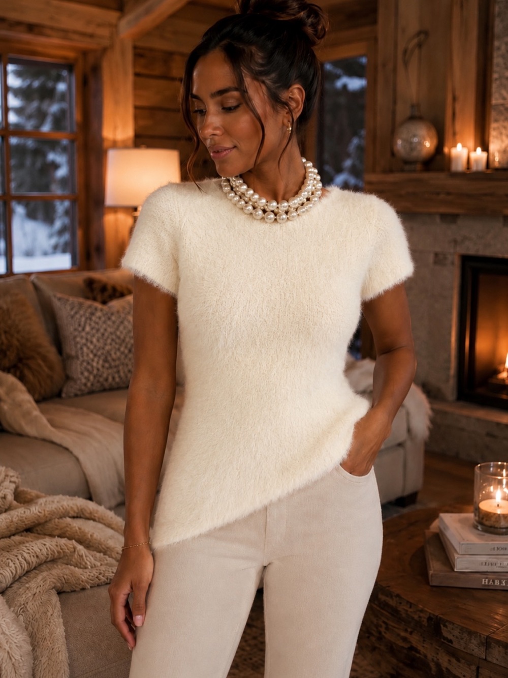Gorgeous Zara Ivory Short Sleeve Top with open back❤️M